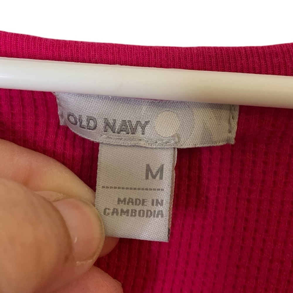 Vintage Old Navy Y2K Henley Size M Preppy 90S Thermal Waffle Knit Grunge - Picture 5 of 7